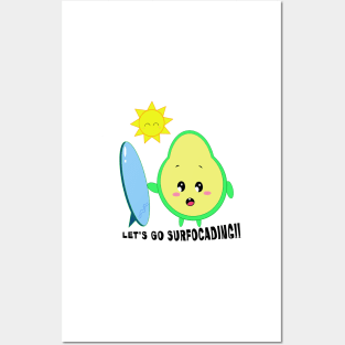 Surfing Avocado Posters and Art
